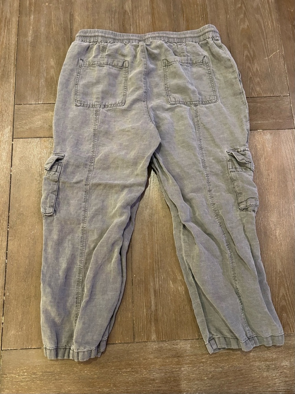 Nicole Miller Gray Cargo Pants Size Large Drawstring Waist - Picture 3 of 4